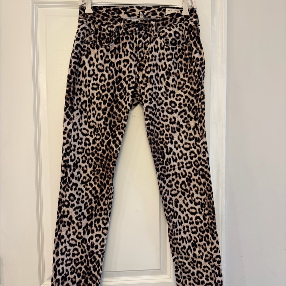 rag & bone Leopard Print Skinny Jeans in Tan and Black - Picture 2 of 6